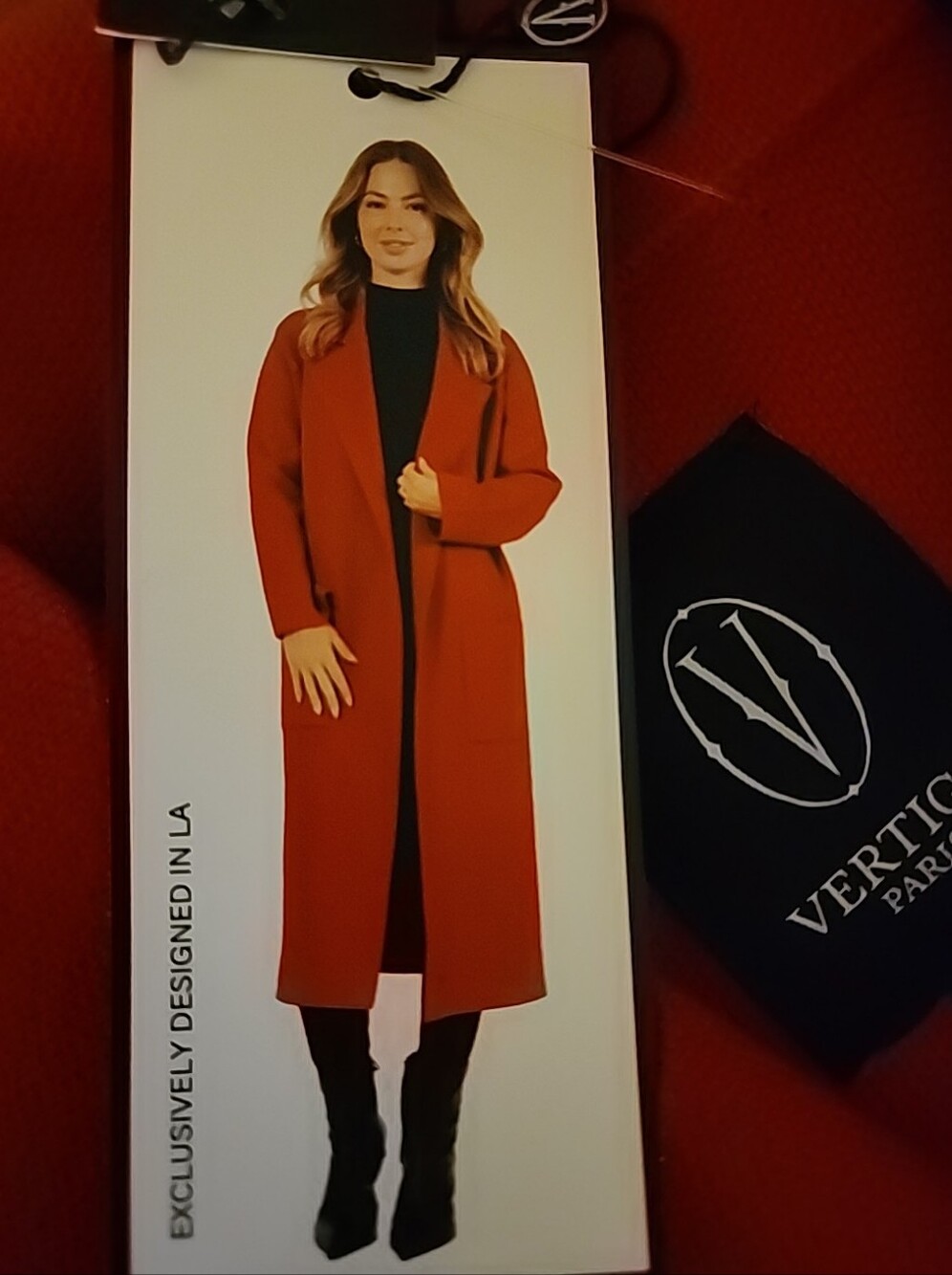 NWT Vertigo Paris, Red Long Overcoat, Women's Size Medium,